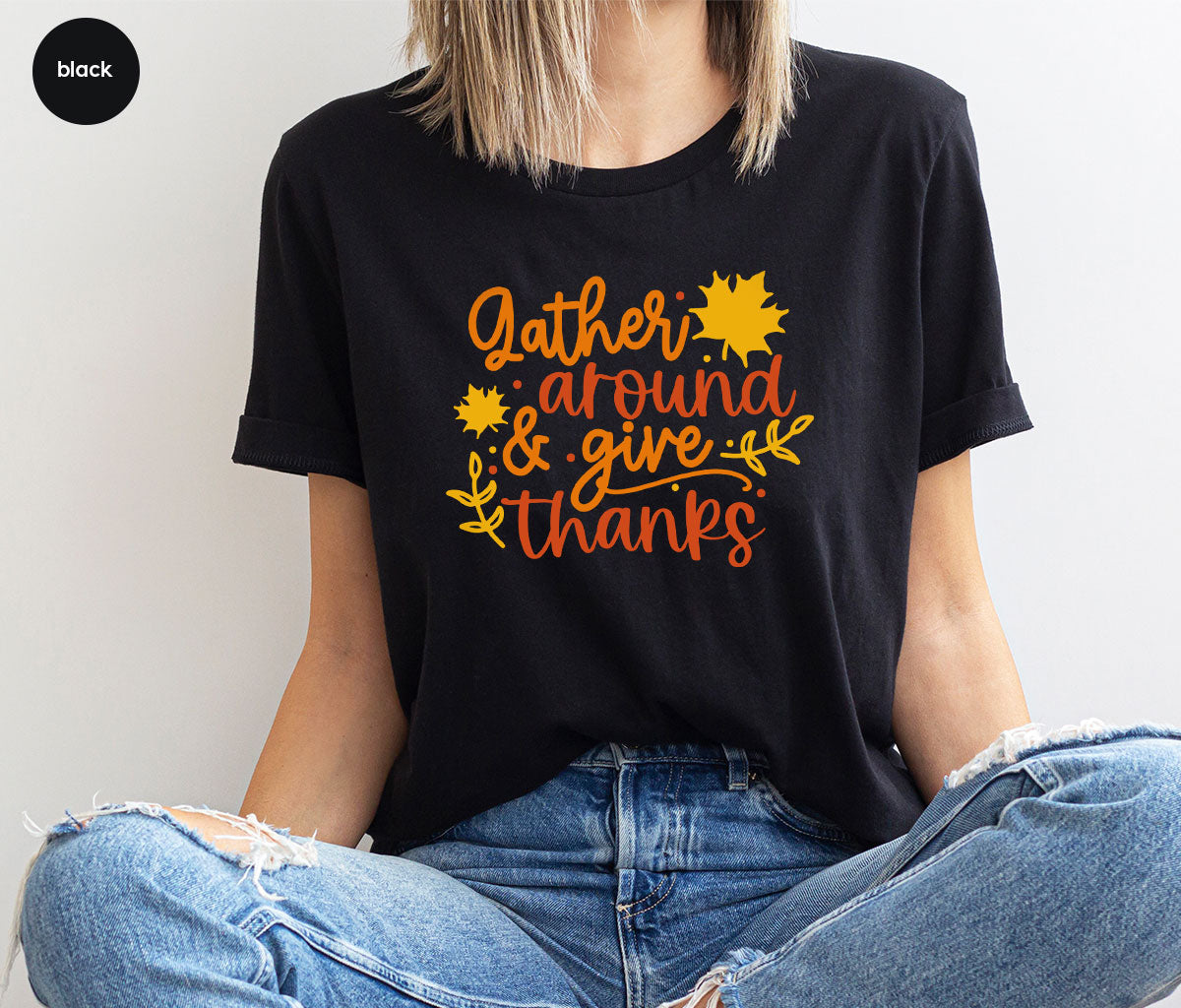 Thanksgiving Sweatshirts, Gifts for Family, Kids Fall Clothes, Leaves Graphic Tees, Autumn Toddler Outfits, Thankful Vneck TShirt