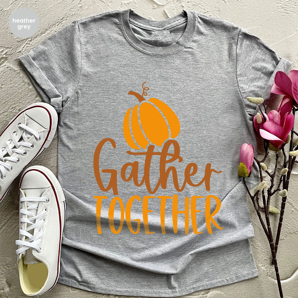 Fall Crewneck Sweatshirt, Thanksgiving Family Outfits, Pumpkin Graphic Tees, Autumn Clothing, Thankful Toddler Tshirt, Gather Together Shirt