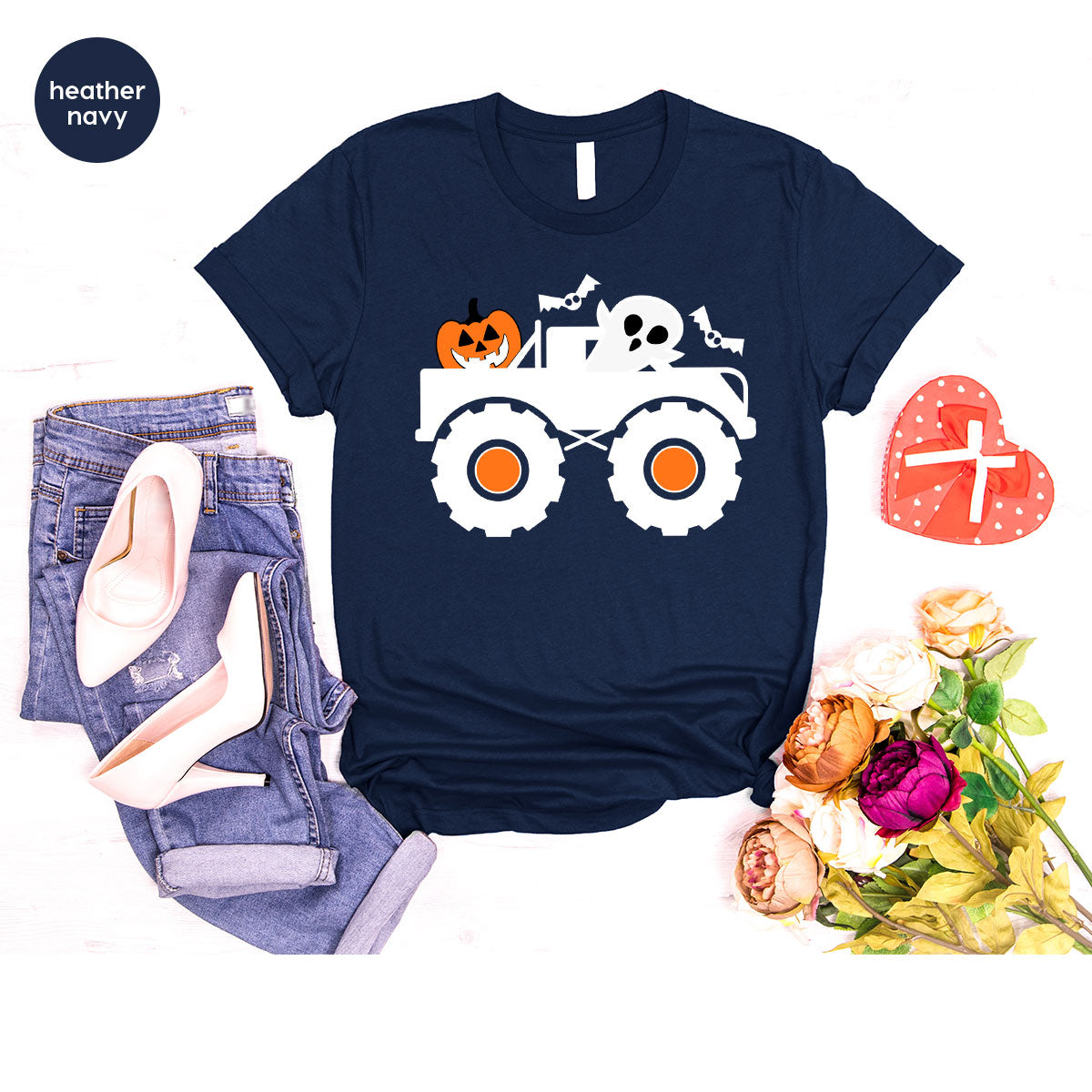 Kids Halloween Shirt, Halloween Gifts, Boys Truck T-Shirt, Ghost Outfit, Pumpkin Graphic Tees, Spooky Season Gifts, Toddler Clothes
