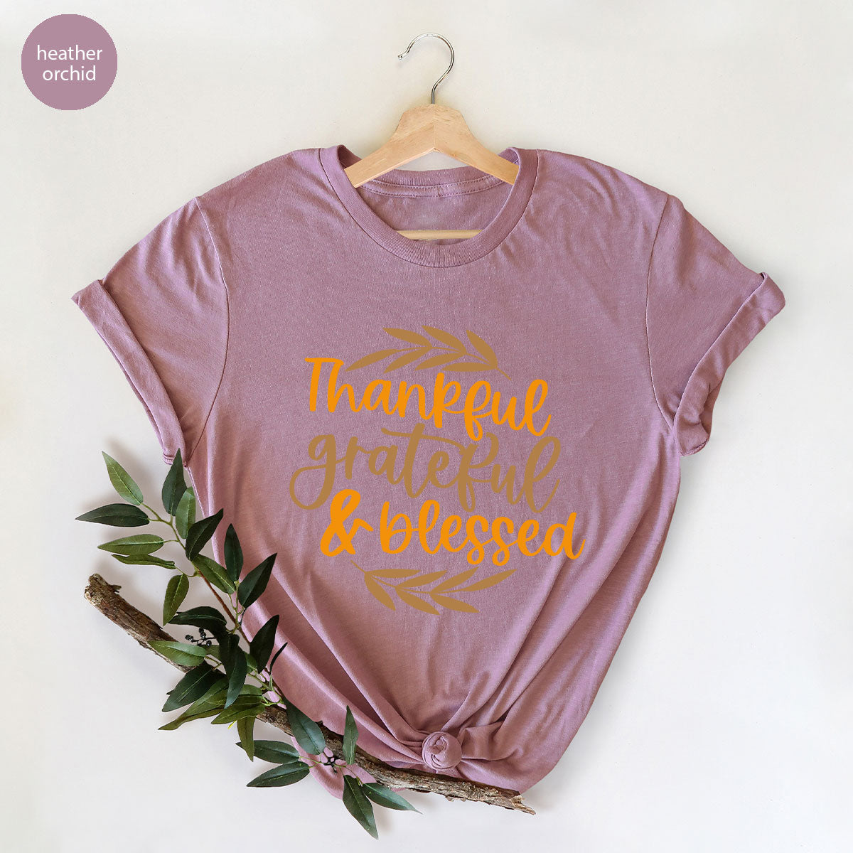 Fall Tshirt, Autumn Clothing, Gift for Her, Happy Thanksgiving Outfit, Leaves Graphic Tees, Thankful Grateful Blessed T-Shirt