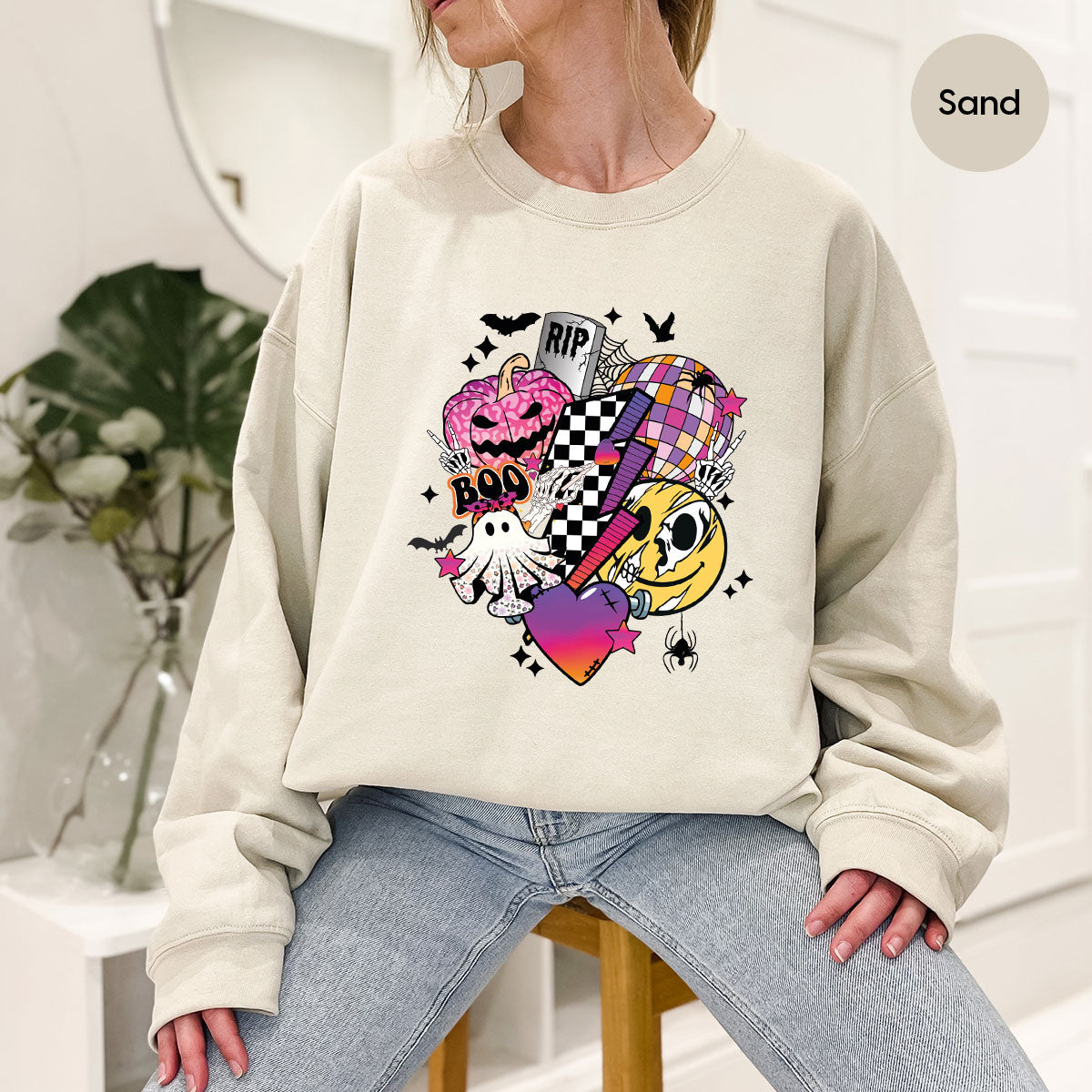 Halloween Shirt, Halloween Gifts, Spooky Season Shirt, Pumpkin Graphic Tees, Girls Fall Clothing, Halloween Party Outfit, Ghost Vneck Shirt