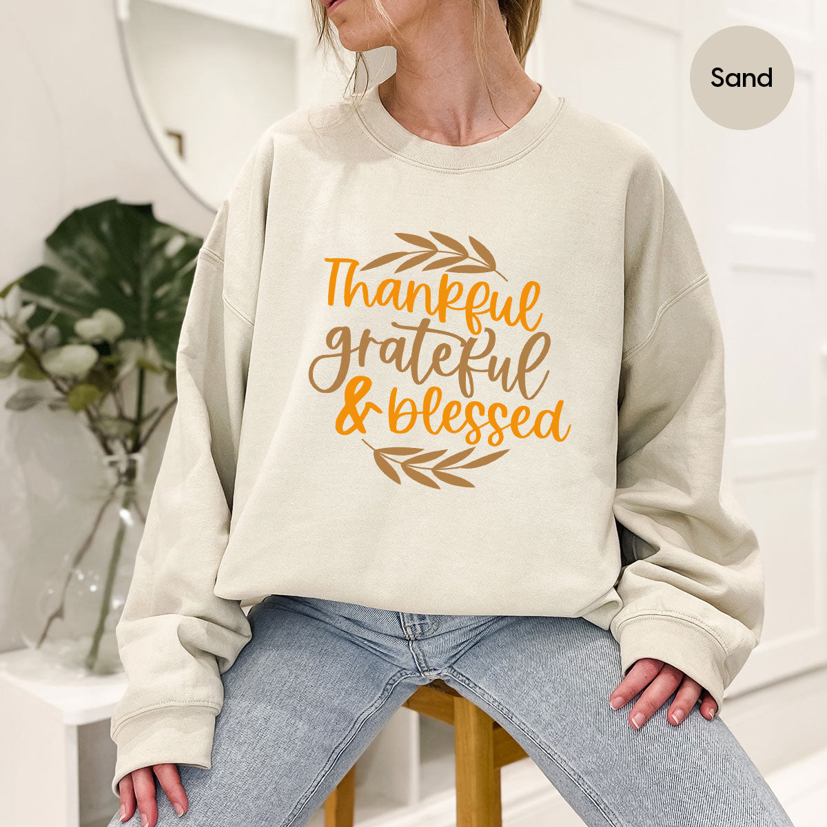 Fall Tshirt, Autumn Clothing, Gift for Her, Happy Thanksgiving Outfit, Leaves Graphic Tees, Thankful Grateful Blessed T-Shirt