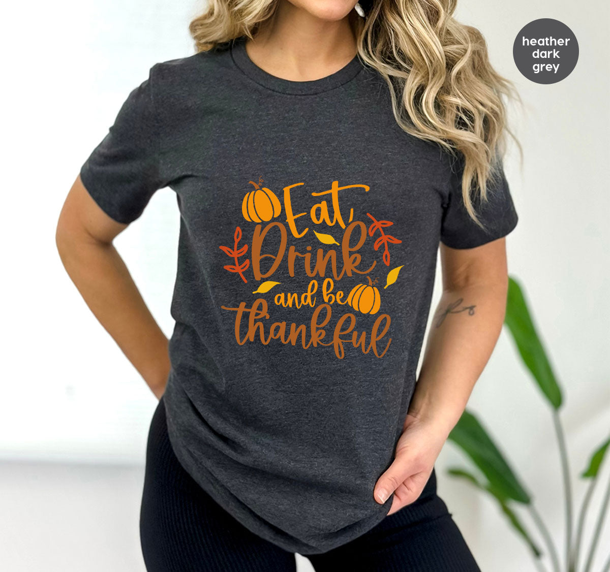 Cute Pumpkin T-Shirt, Fall Graphic Tees, Thankful Gifts, Thanksgiving Outfits, Autumn Crewneck Sweatshirt, Fall Leaves Vneck Shirt