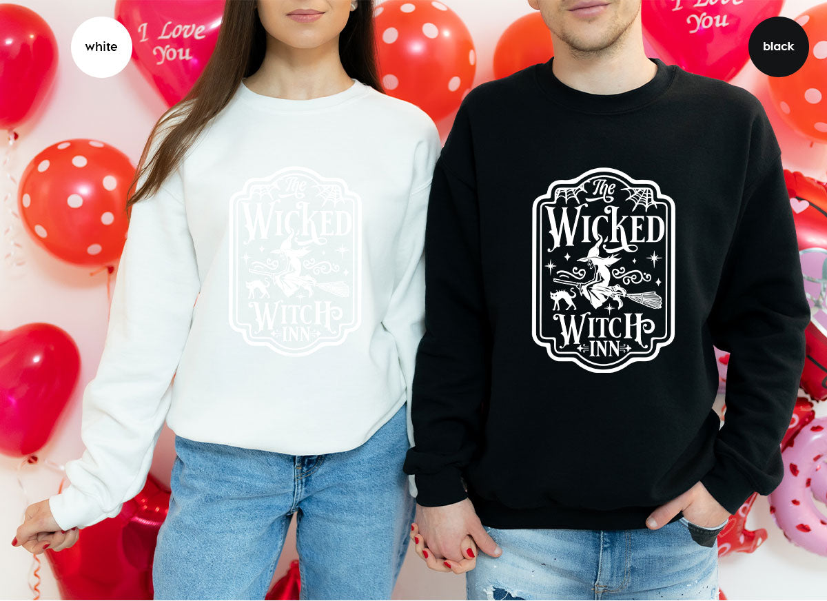 Witch Crewneck Sweatshirt, Halloween Shirts for Women, Funny Gift For Her, Spooky Season Party Tshirt, Witchy Graphic Tees