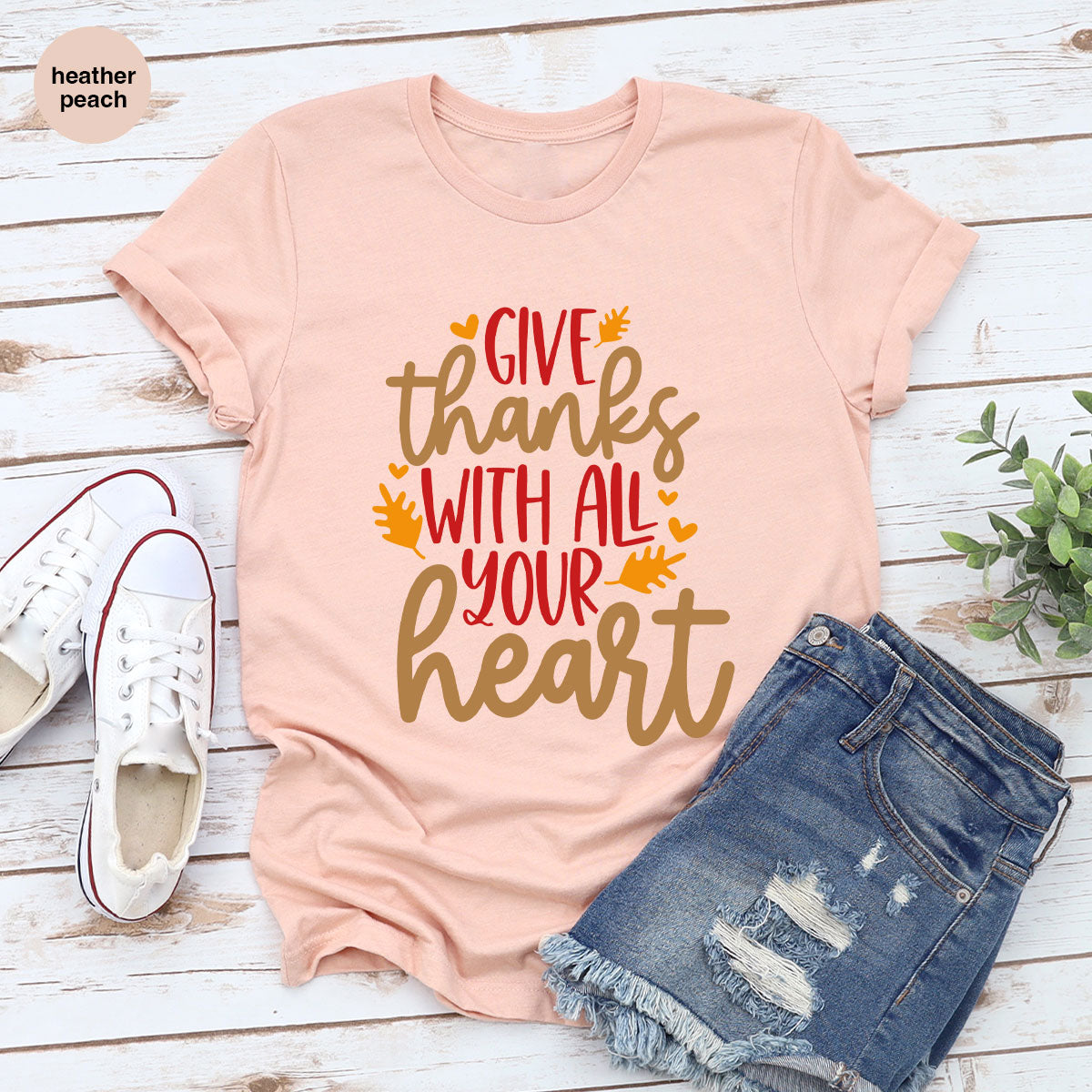 Cute Fall Clothing, Thanksgiving T-Shirt, Gift for Her, Leaves Graphic Tees, Autumn Outfit, Womens Vneck Shirt, Thankful Sweatshirt