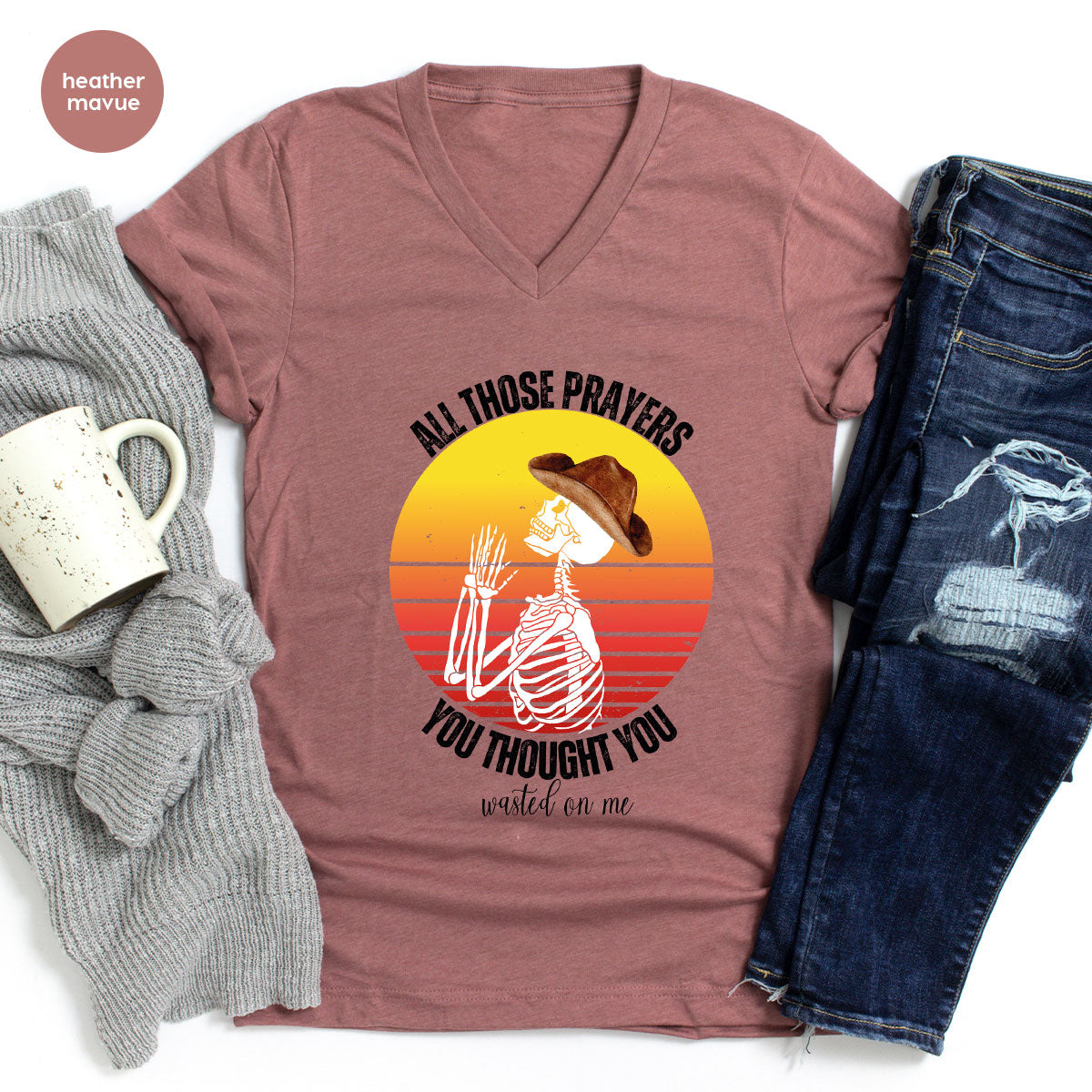 Halloween Crewneck Sweatshirt, Vintage Skeleton Shirt, Christian Vneck T Shirts