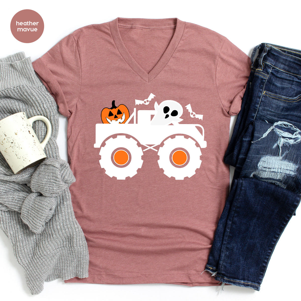 Kids Halloween Shirt, Halloween Gifts, Boys Truck T-Shirt, Ghost Outfit, Pumpkin Graphic Tees, Spooky Season Gifts, Toddler Clothes