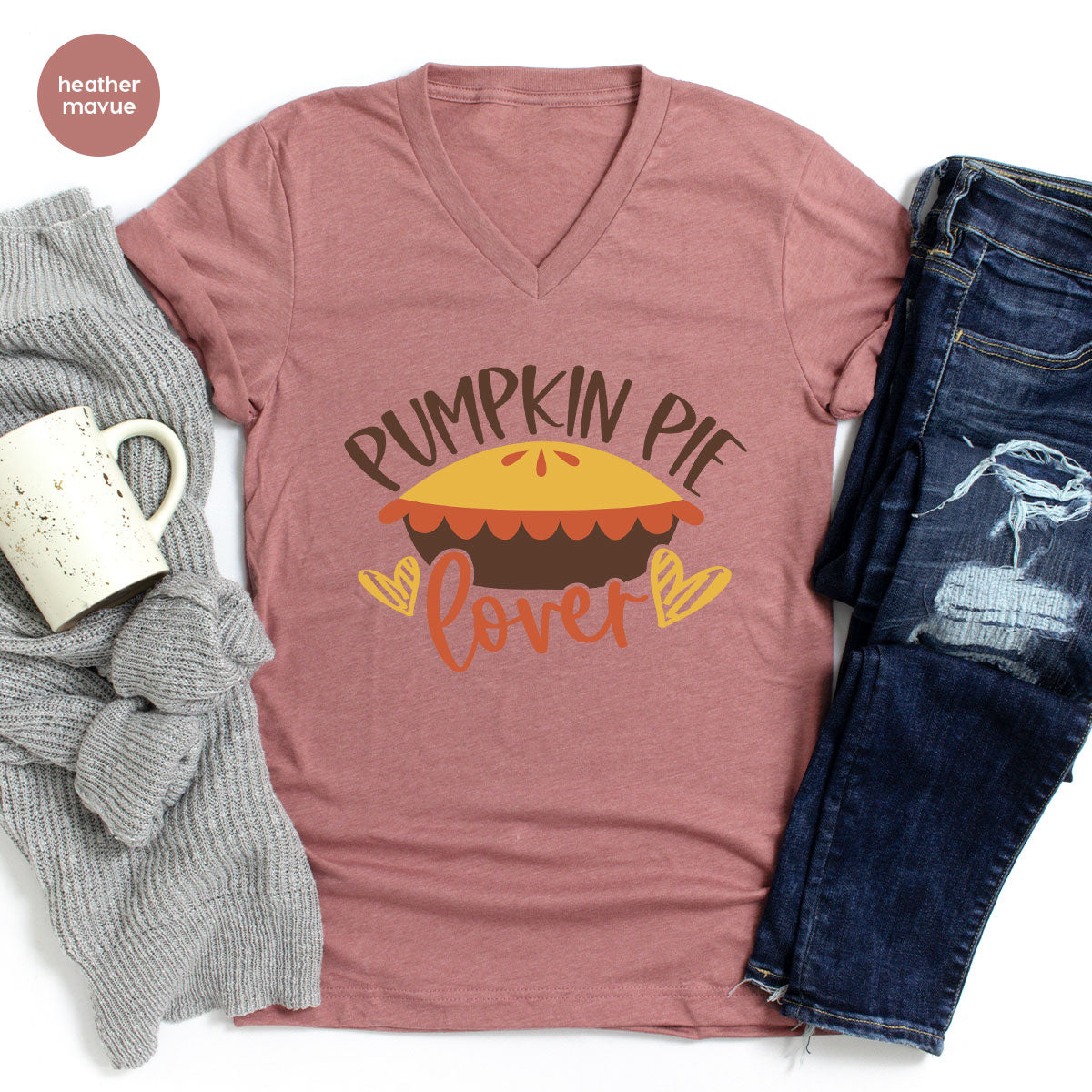 Kids Thanksgiving Shirts, Pumpkin Pie Graphic Tees, Gift for Her, Fall Crewneck Sweatshirt, Cute Toddler Clothes, Autumn Vneck T-Shirt