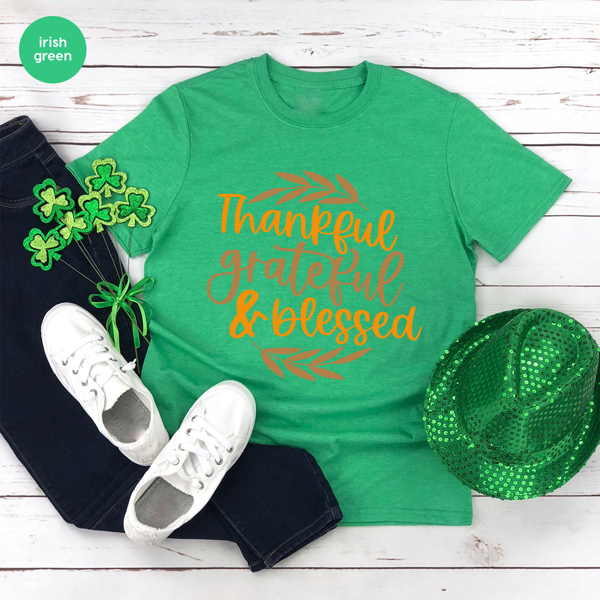 Fall Tshirt, Autumn Clothing, Gift for Her, Happy Thanksgiving Outfit, Leaves Graphic Tees, Thankful Grateful Blessed T-Shirt