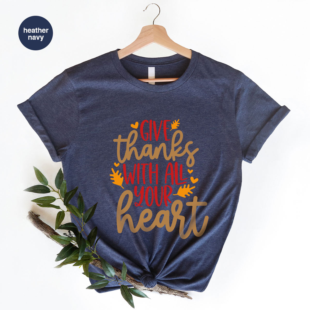 Cute Fall Clothing, Thanksgiving T-Shirt, Gift for Her, Leaves Graphic Tees, Autumn Outfit, Womens Vneck Shirt, Thankful Sweatshirt