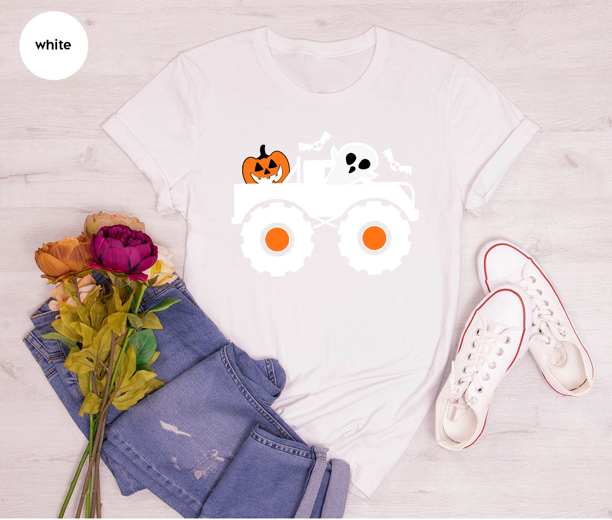 Kids Halloween Shirt, Halloween Gifts, Boys Truck T-Shirt, Ghost Outfit, Pumpkin Graphic Tees, Spooky Season Gifts, Toddler Clothes