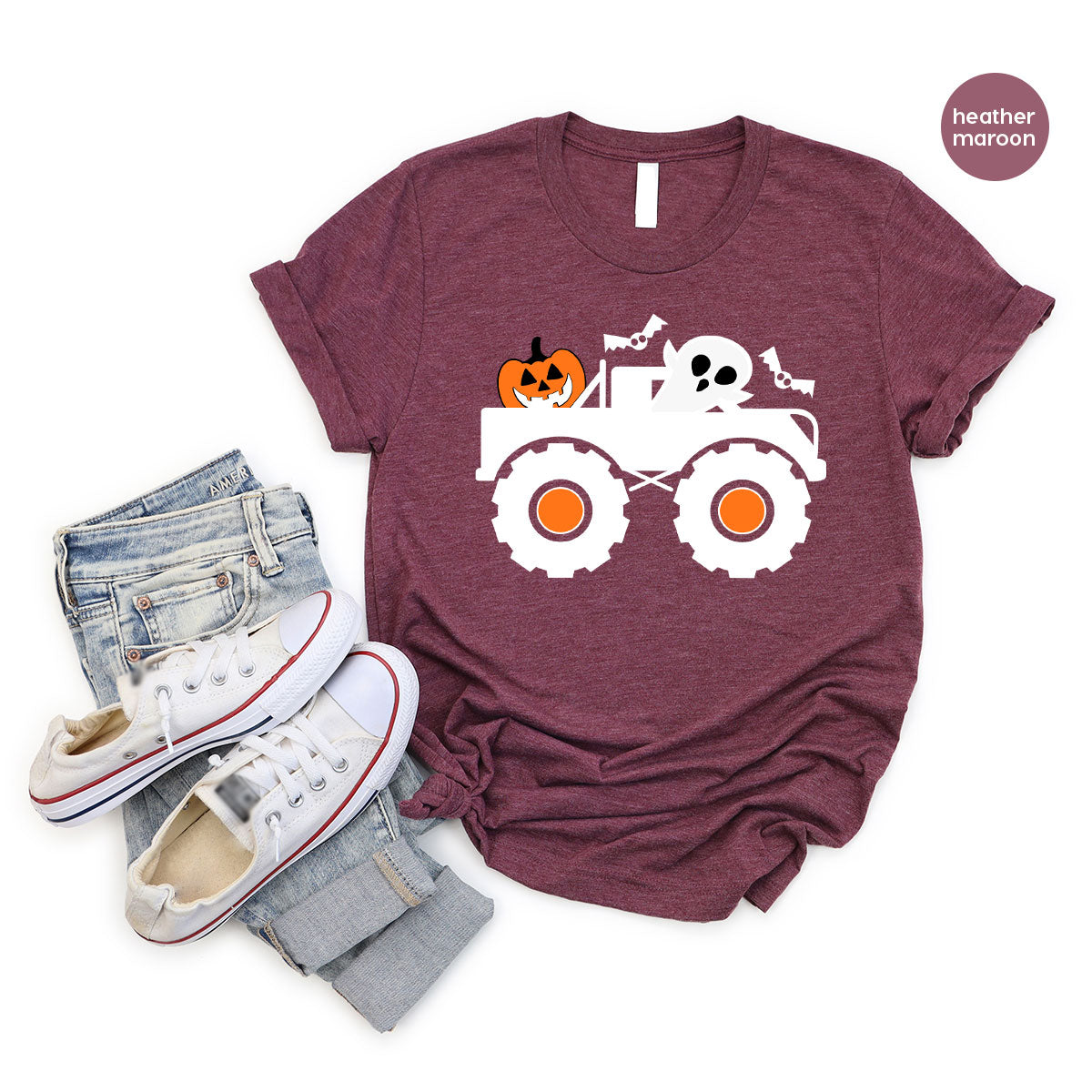 Kids Halloween Shirt, Halloween Gifts, Boys Truck T-Shirt, Ghost Outfit, Pumpkin Graphic Tees, Spooky Season Gifts, Toddler Clothes