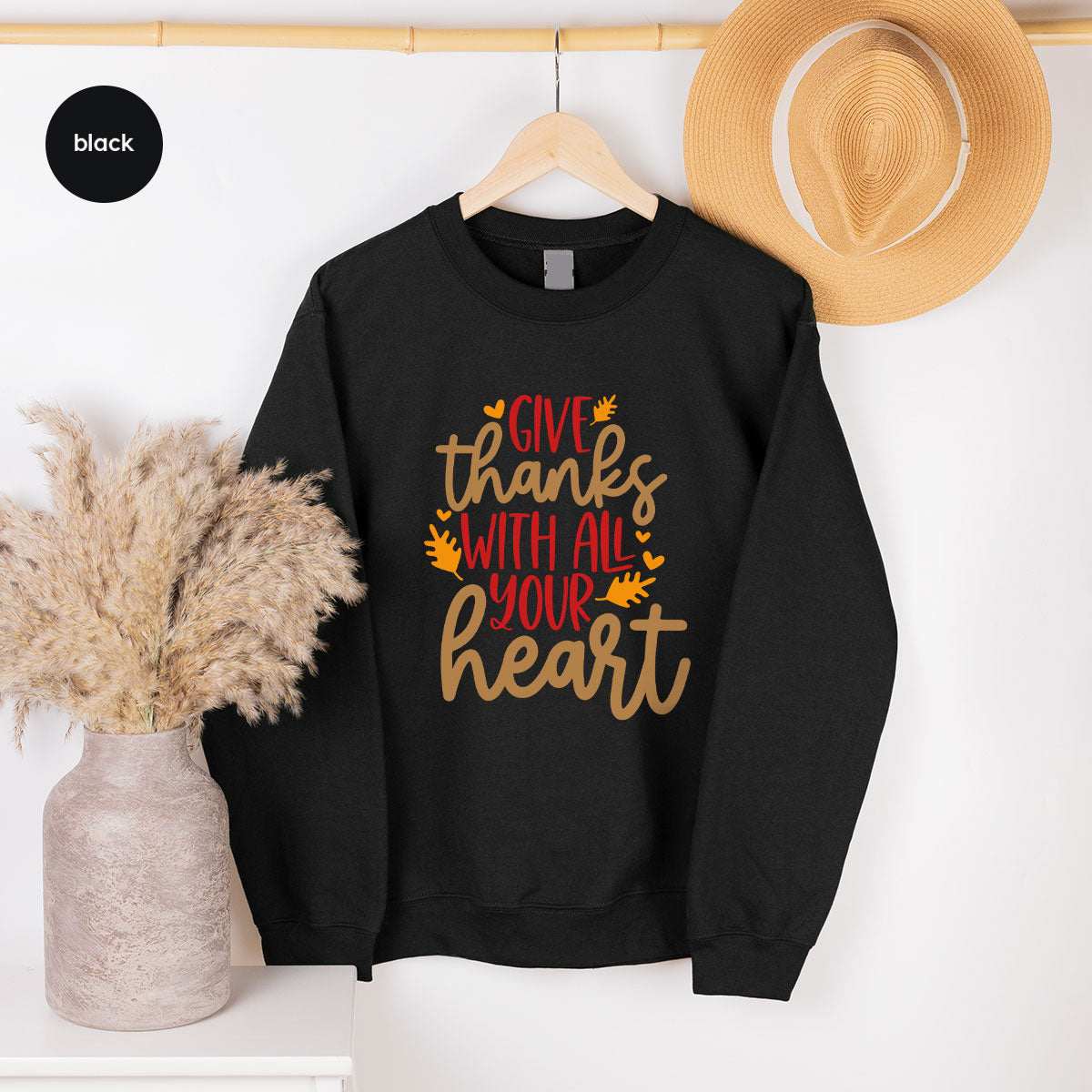 Cute Fall Clothing, Thanksgiving T-Shirt, Gift for Her, Leaves Graphic Tees, Autumn Outfit, Womens Vneck Shirt, Thankful Sweatshirt