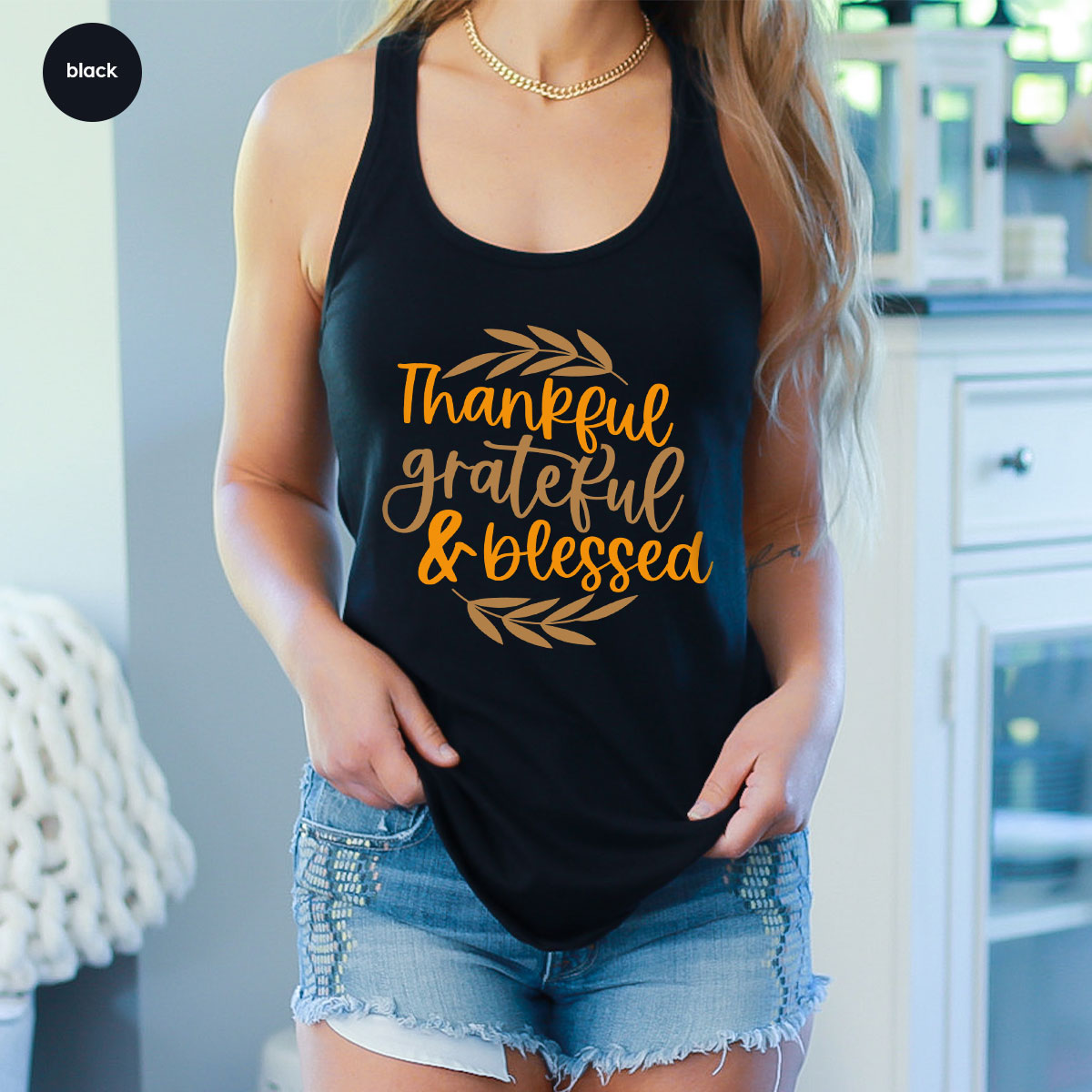 Fall Tshirt, Autumn Clothing, Gift for Her, Happy Thanksgiving Outfit, Leaves Graphic Tees, Thankful Grateful Blessed T-Shirt