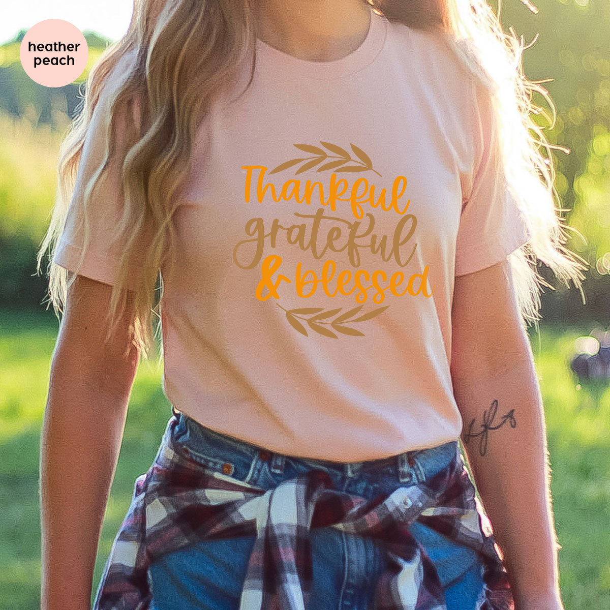 Fall Tshirt, Autumn Clothing, Gift for Her, Happy Thanksgiving Outfit, Leaves Graphic Tees, Thankful Grateful Blessed T-Shirt