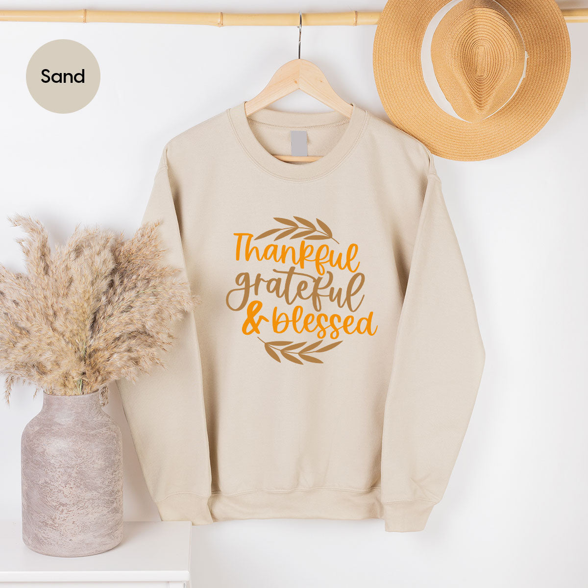 Fall Tshirt, Autumn Clothing, Gift for Her, Happy Thanksgiving Outfit, Leaves Graphic Tees, Thankful Grateful Blessed T-Shirt