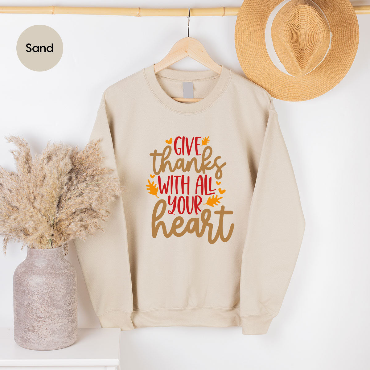 Cute Fall Clothing, Thanksgiving T-Shirt, Gift for Her, Leaves Graphic Tees, Autumn Outfit, Womens Vneck Shirt, Thankful Sweatshirt