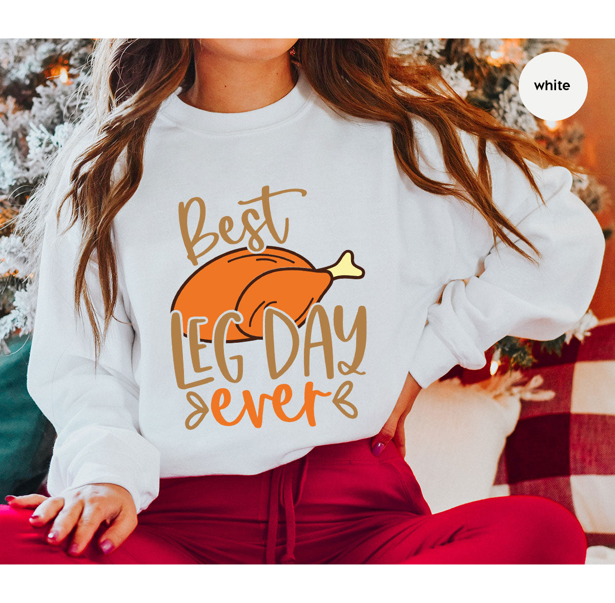 Funny Thanksgiving Shirts, Turkey Graphic Tees, Fall Crewneck Sweatshirt, Autumn Outfit, Matching Family TShirts, Best Leg Day Ever T-Shirt