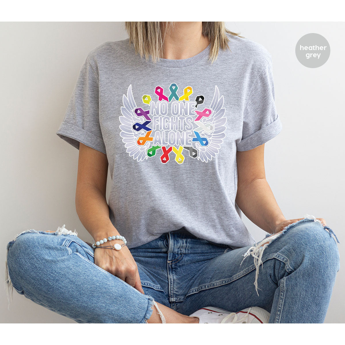 No One Fights Alone Shirt, Cancer Fighter T-Shirt, Cancer Warrior Tee