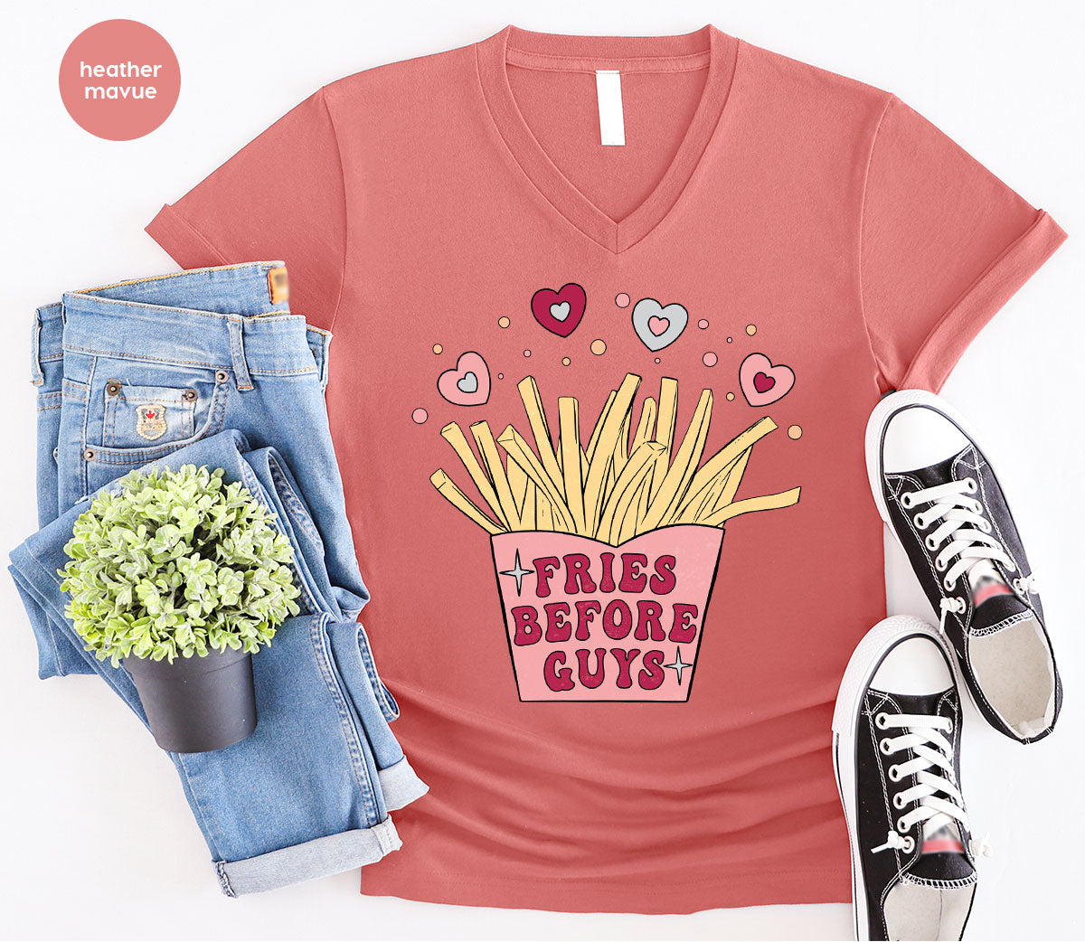 Fries Before Guys Shirt, Valentine's Day 2023 T-Shirt, Lover Shirt