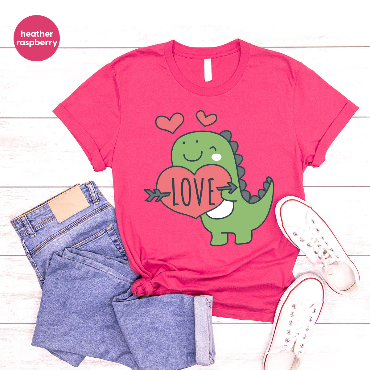 Love Shirt, Lovely Dinosaur Shirt, Valentine's Day Special Shirt, Valentine's Day Shirt For Women