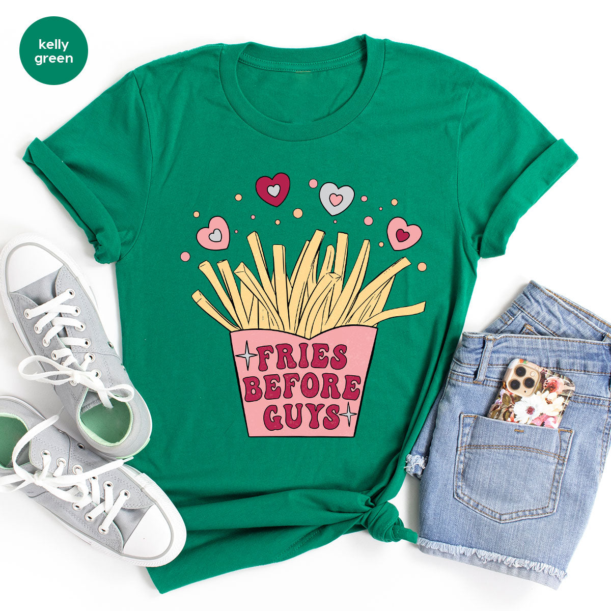 Fries Before Guys Shirt, Valentine's Day 2023 T-Shirt, Lover Shirt