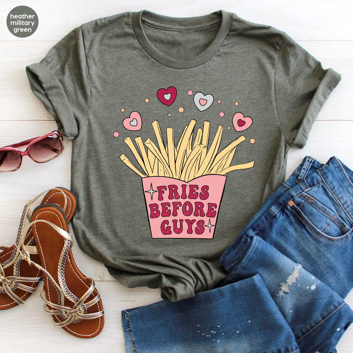 Fries Before Guys Shirt, Valentine's Day 2023 T-Shirt, Lover Shirt