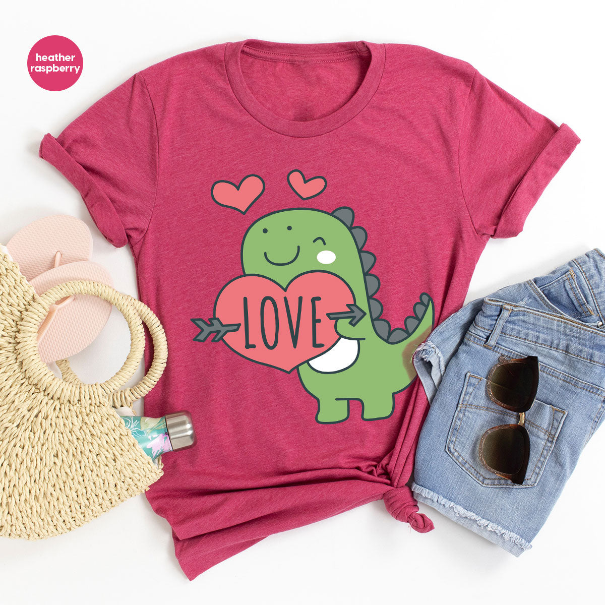 Love Shirt, Lovely Dinosaur Shirt, Valentine's Day Special Shirt, Valentine's Day Shirt For Women