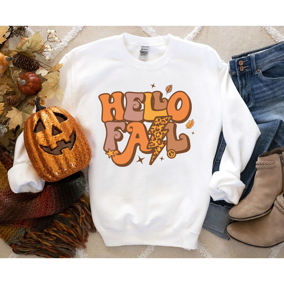 Hello Fall Shirt, Halloween Fall T-Shirt, Halloween 2022 Hoodie, Hello Halloween Long Sleeve Shirt