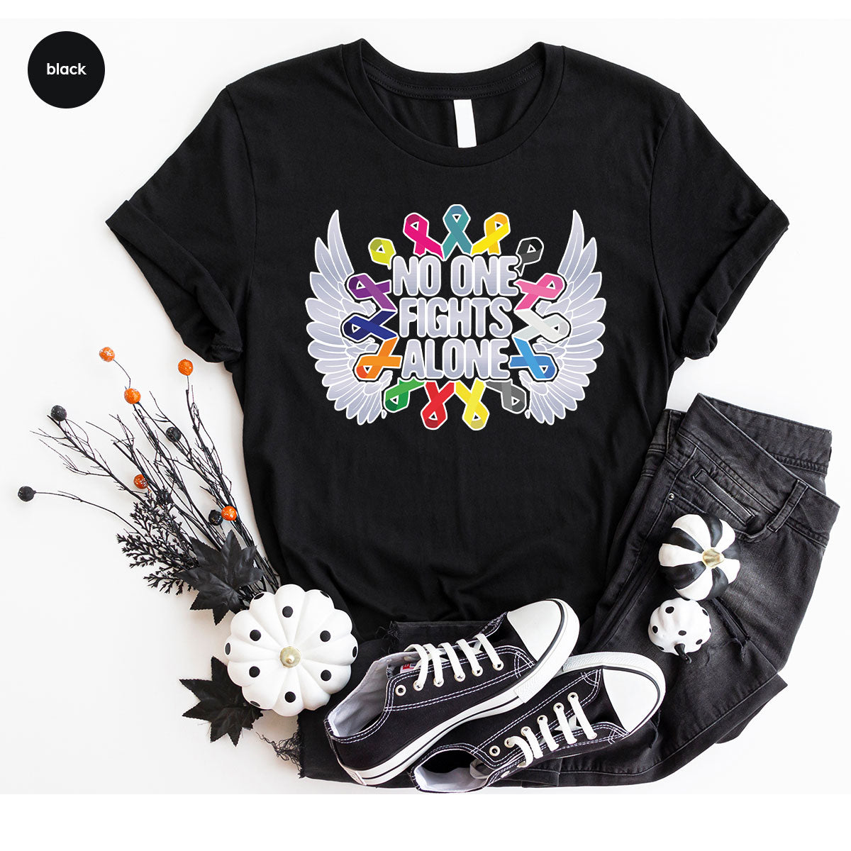 No One Fights Alone Shirt, Cancer Fighter T-Shirt, Cancer Warrior Tee