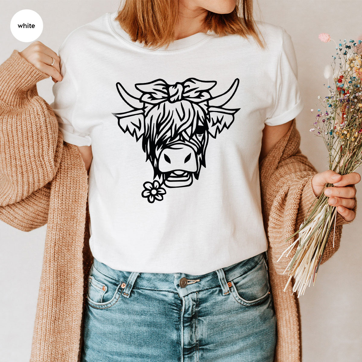 Cool Bull Shirt, Bull With Flower T-Shirt, Funny Bull T-Shirt