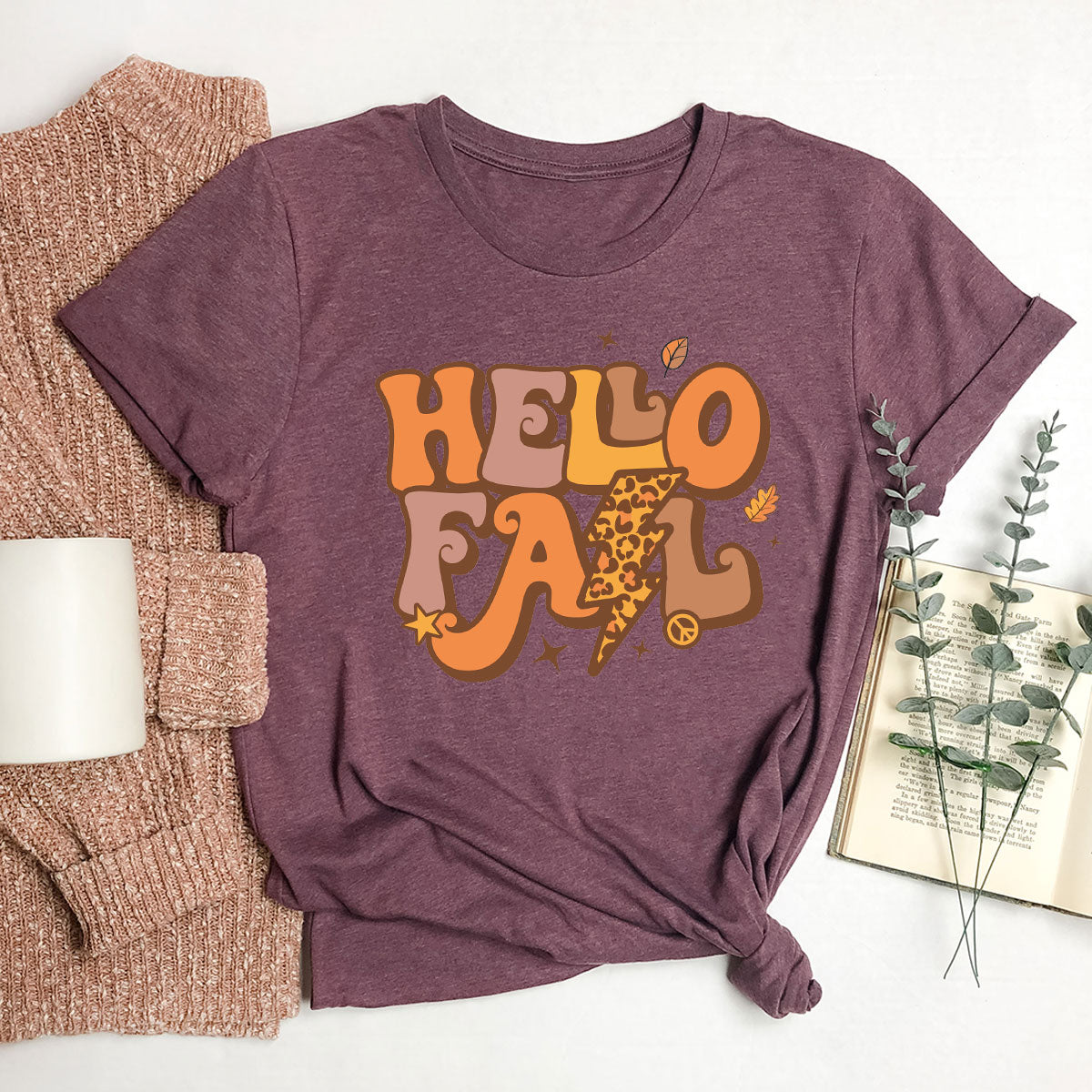 Hello Fall Shirt, Halloween Fall T-Shirt, Halloween 2022 Hoodie, Hello Halloween Long Sleeve Shirt