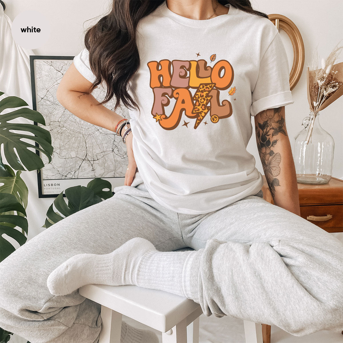 Hello Fall Shirt, Halloween Fall T-Shirt, Halloween 2022 Hoodie, Hello Halloween Long Sleeve Shirt