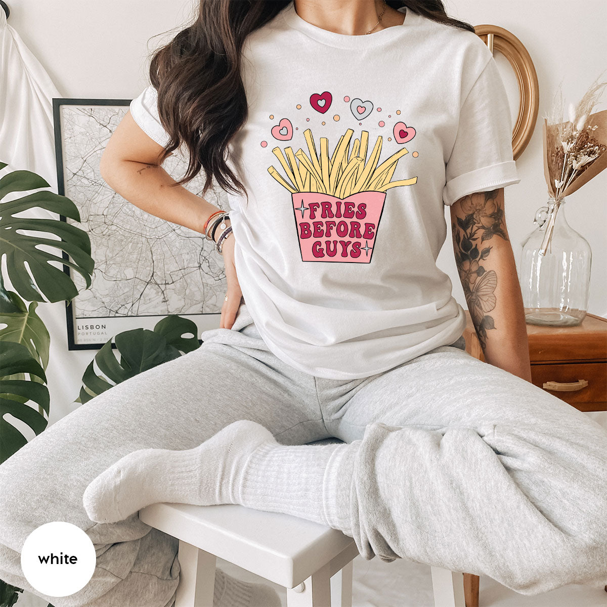 Fries Before Guys Shirt, Valentine's Day 2023 T-Shirt, Lover Shirt