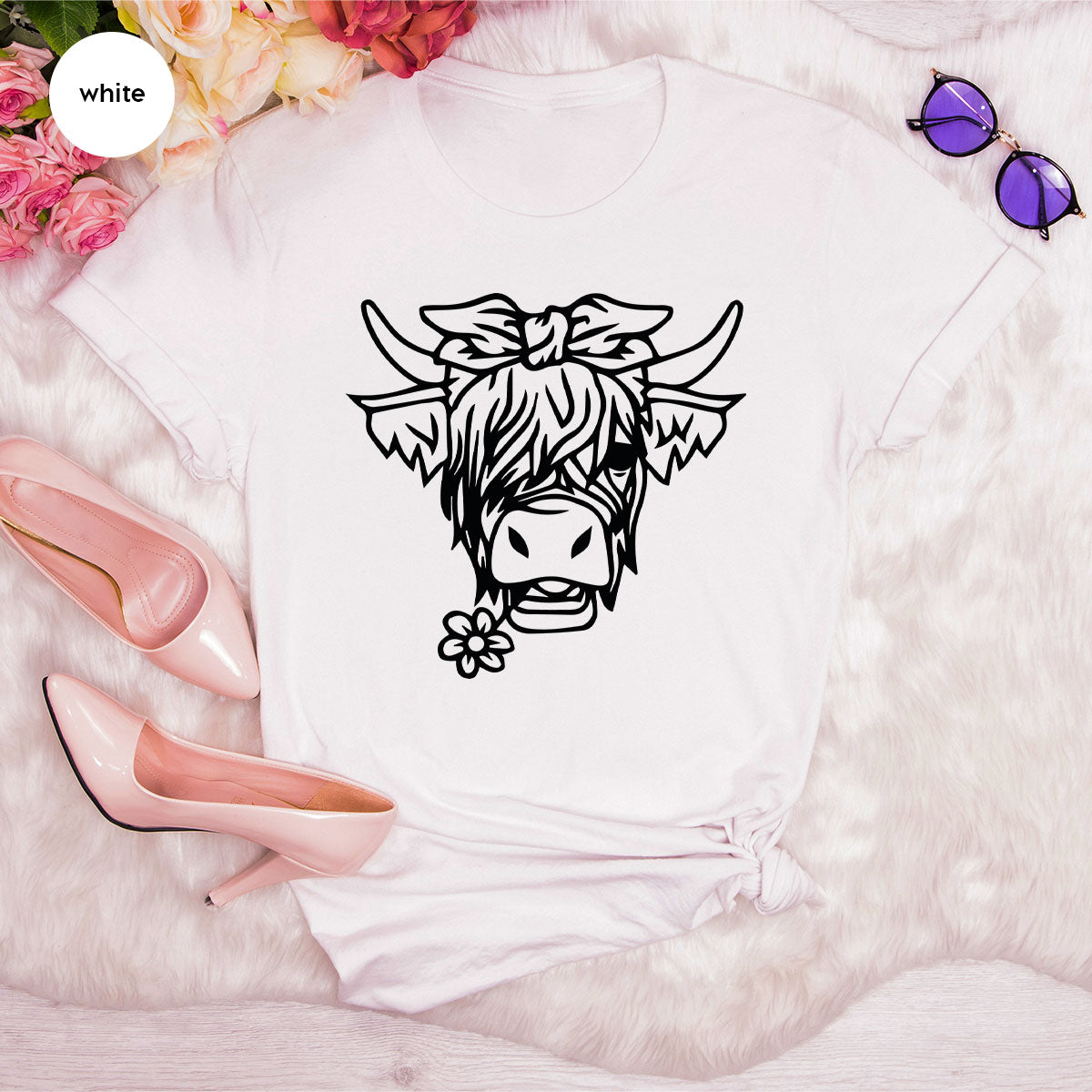 Cool Bull Shirt, Bull With Flower T-Shirt, Funny Bull T-Shirt