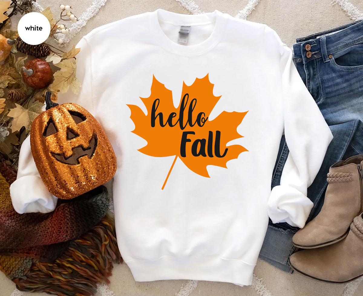 Hello Fall Shirt, 2022 Thanksgiving Fall T-Shirt, Fall Leaf Shirt, Fall Gift For Family