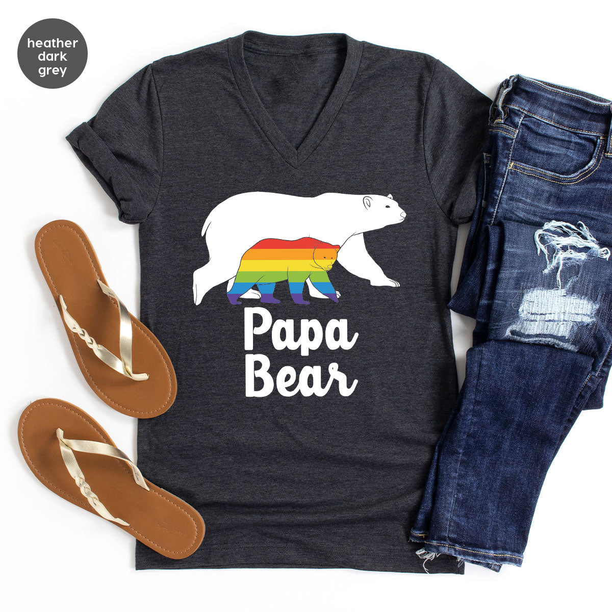 Papa Bear Shirt, Papa Bear T-Shirt, LGBT Shirt, Rainbow Bear Tee