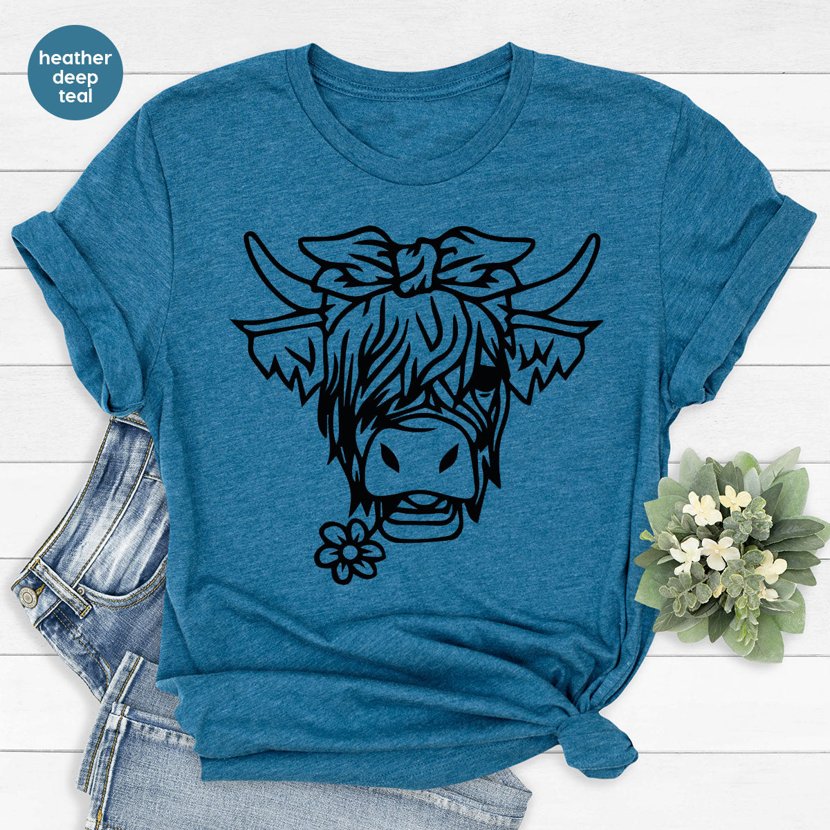 Cool Bull Shirt, Bull With Flower T-Shirt, Funny Bull T-Shirt