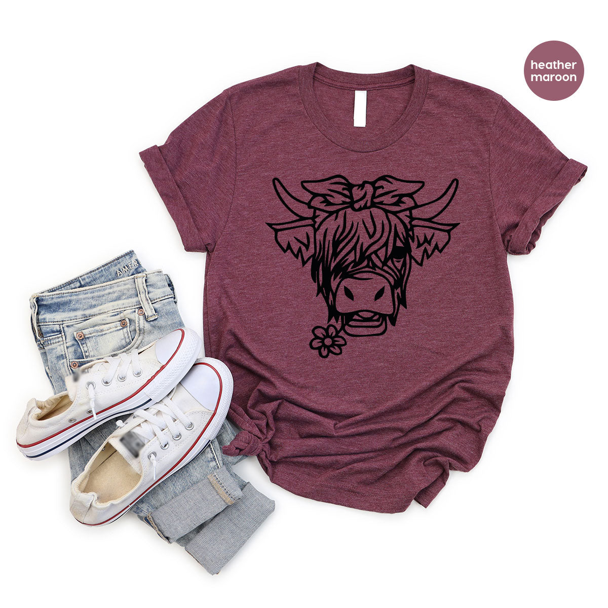 Cool Bull Shirt, Bull With Flower T-Shirt, Funny Bull T-Shirt