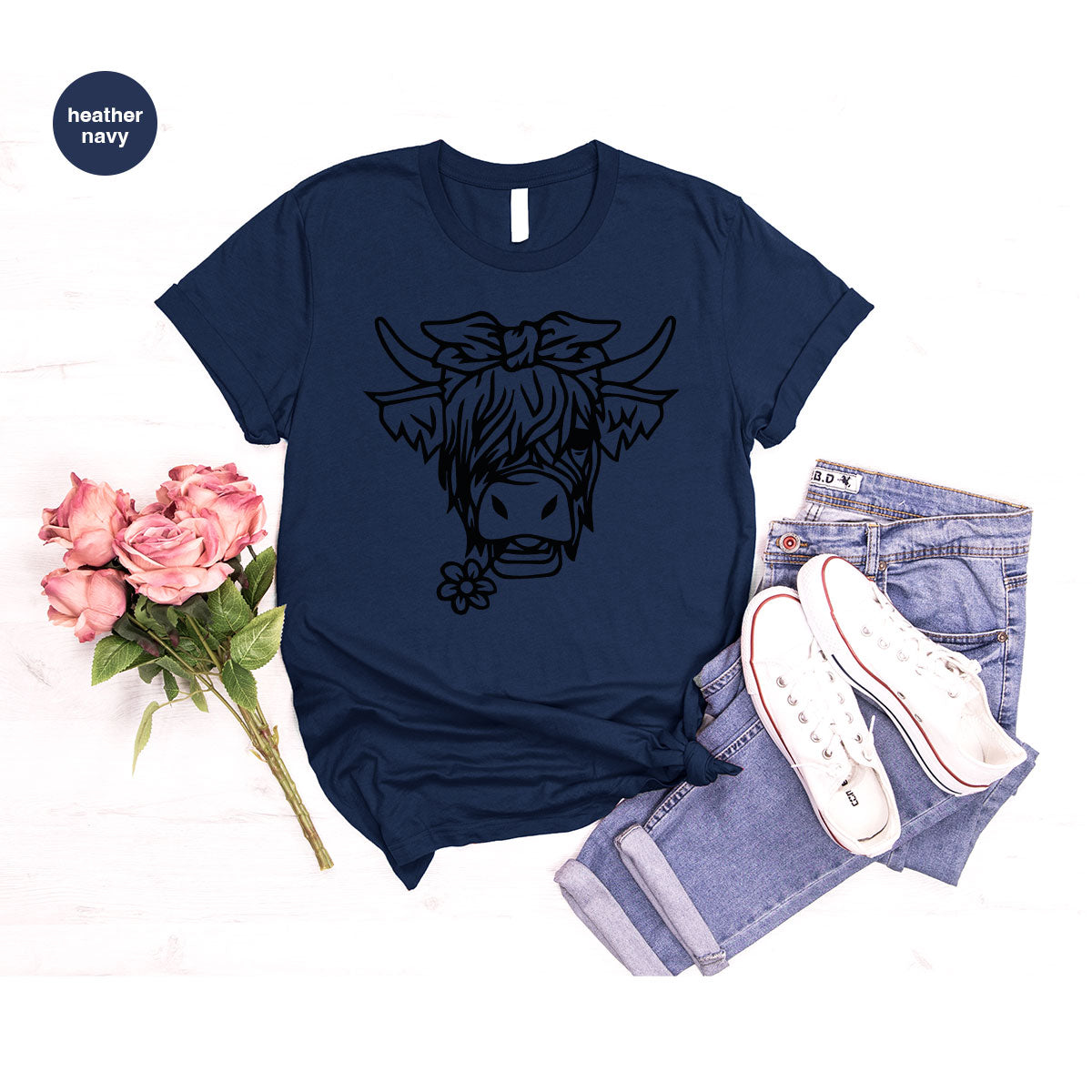 Cool Bull Shirt, Bull With Flower T-Shirt, Funny Bull T-Shirt