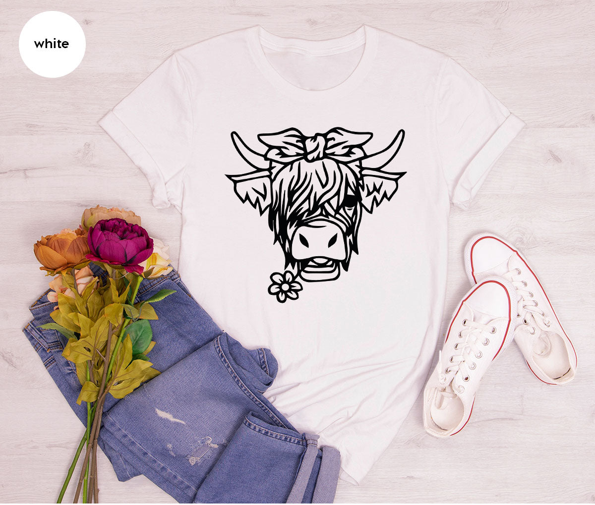 Cool Bull Shirt, Bull With Flower T-Shirt, Funny Bull T-Shirt