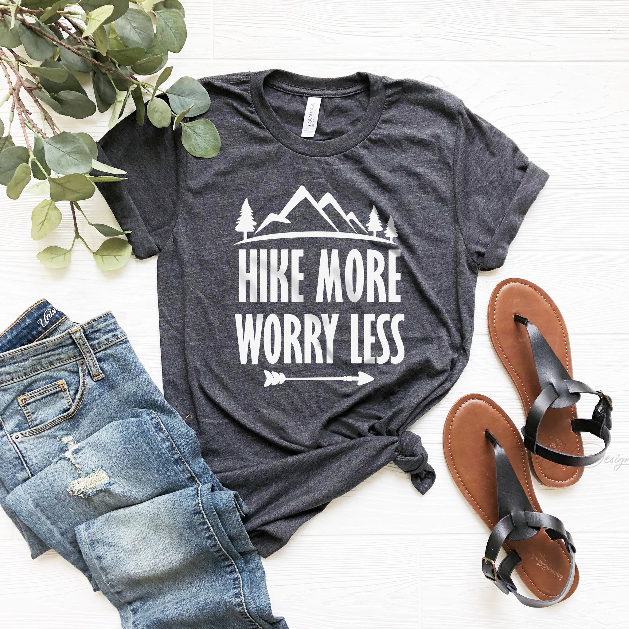 Hiking Shirt - Hike More Worry Less, Ladies' Unisex T-Shirt- adventure camping shirt, outdoors, wanderlust shirt, arrows, women's uni H875 - Fastdeliverytees.com