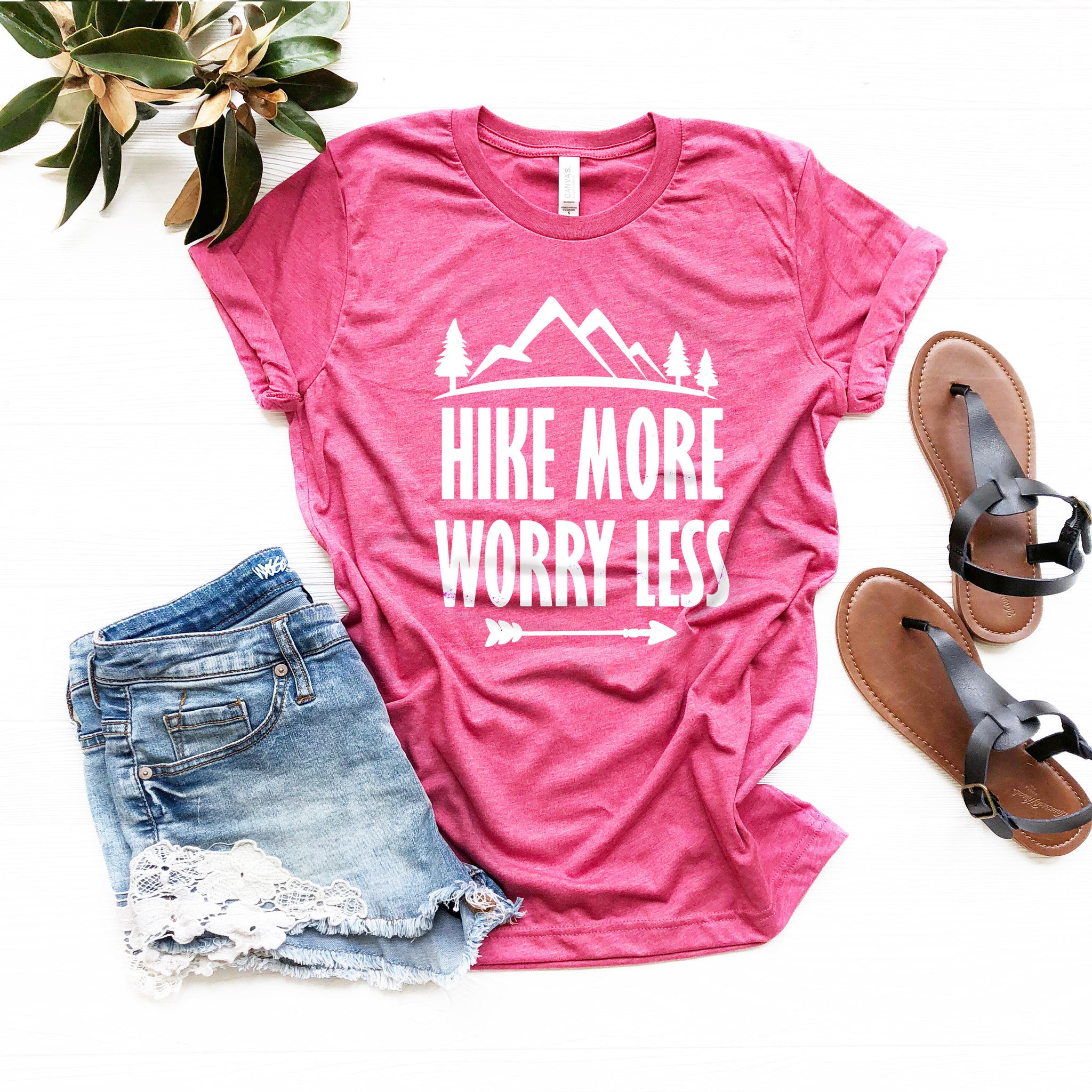 Hiking Shirt - Hike More Worry Less, Ladies' Unisex T-Shirt- adventure camping shirt, outdoors, wanderlust shirt, arrows, women's uni H875 - Fastdeliverytees.com