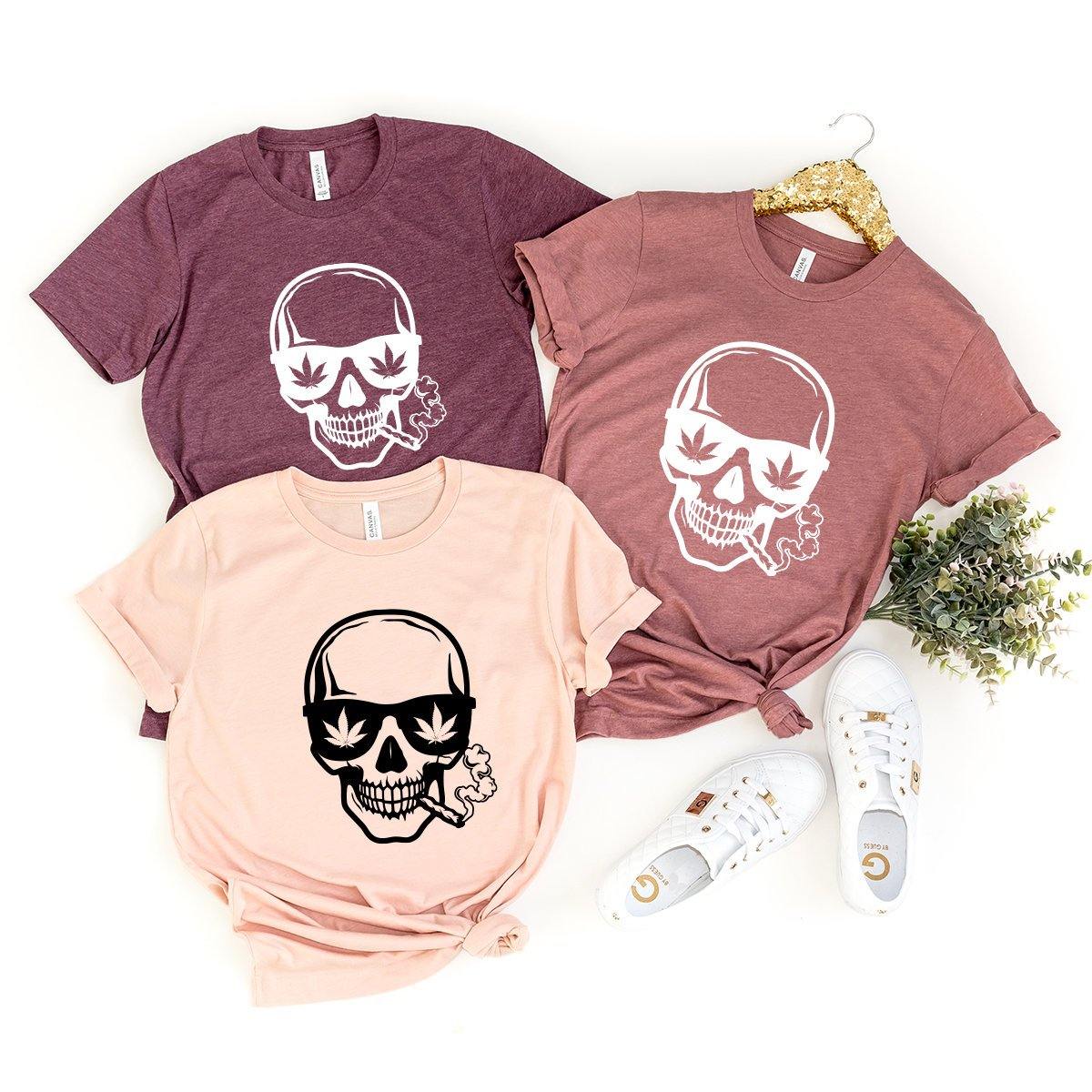 Skull Smoking Joint Shirt, Weed Shirt, Skull Smoking Weed Shirt, Funny Weed Shirt, Marijuana Shirt, Stoner Shirt, Cannabis Shirt, 420 Shirt - Fastdeliverytees.com
