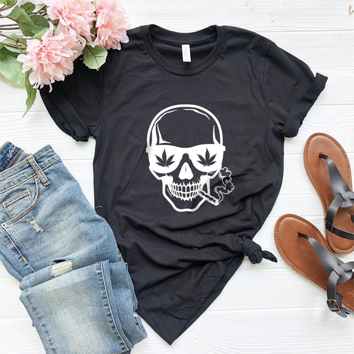 Skull Smoking Joint Shirt, Weed Shirt, Skull Smoking Weed Shirt, Funny Weed Shirt, Marijuana Shirt, Stoner Shirt, Cannabis Shirt, 420 Shirt - Fastdeliverytees.com