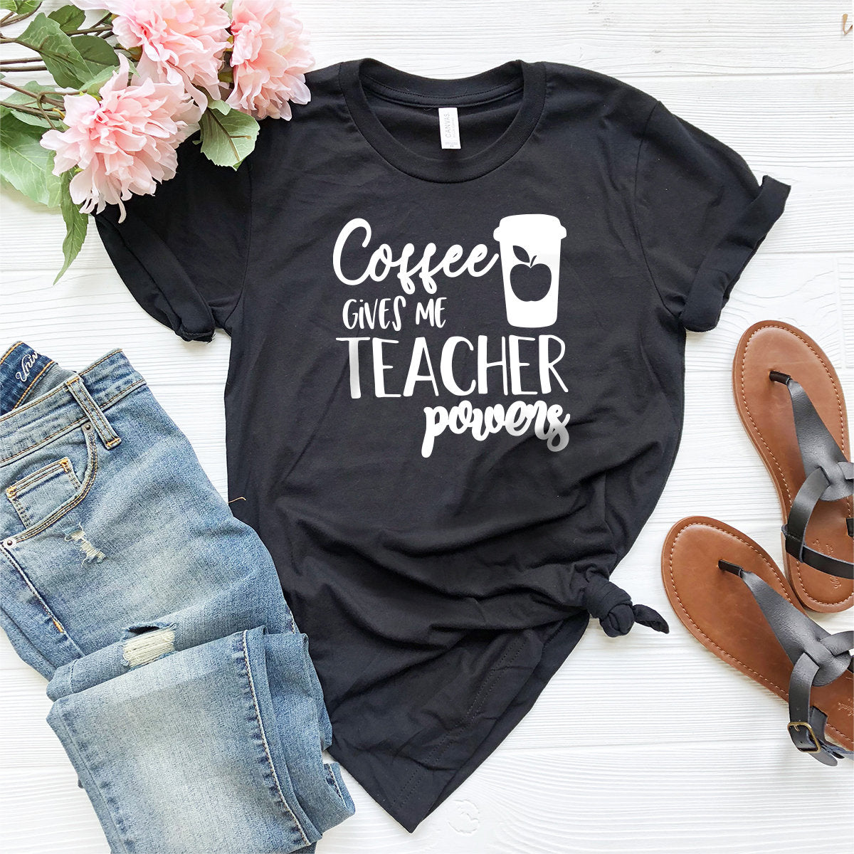 Teacher T-Shirt, Funny Teacher Shirt, Teacher Life Shirt, Gift For Best Teacher, Coffee Gives Me Teacher Powers Shirt, Teacher Gifts - Fastdeliverytees.com