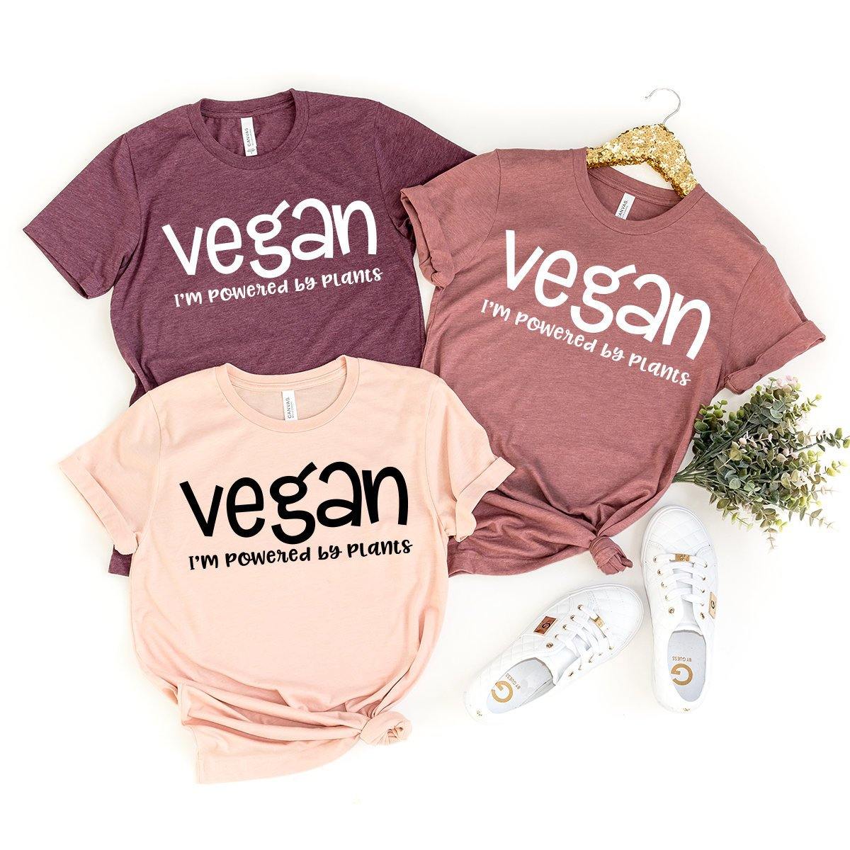 I'm Powered By Plants T-Shirt, Vegan Shirt, Vegetarian Shirt, Animal Activist Tee, Animal Rights Shirt, Animal Lover Shirt, Gift For Vegan - Fastdeliverytees.com