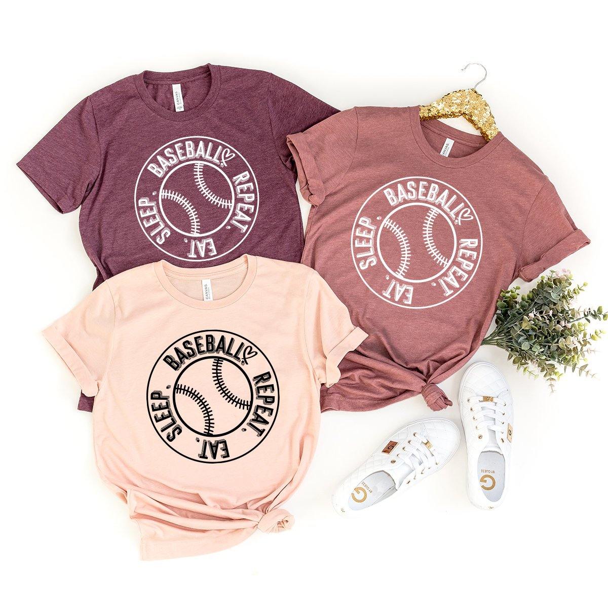 Baseball T-Shirt, Eat Sleep Baseball Repeat Shirt, Baseball Slogan Shirt, Baseball Lover Gift, Baseball Player Tshirt, Funny Baseball Tee - Fastdeliverytees.com