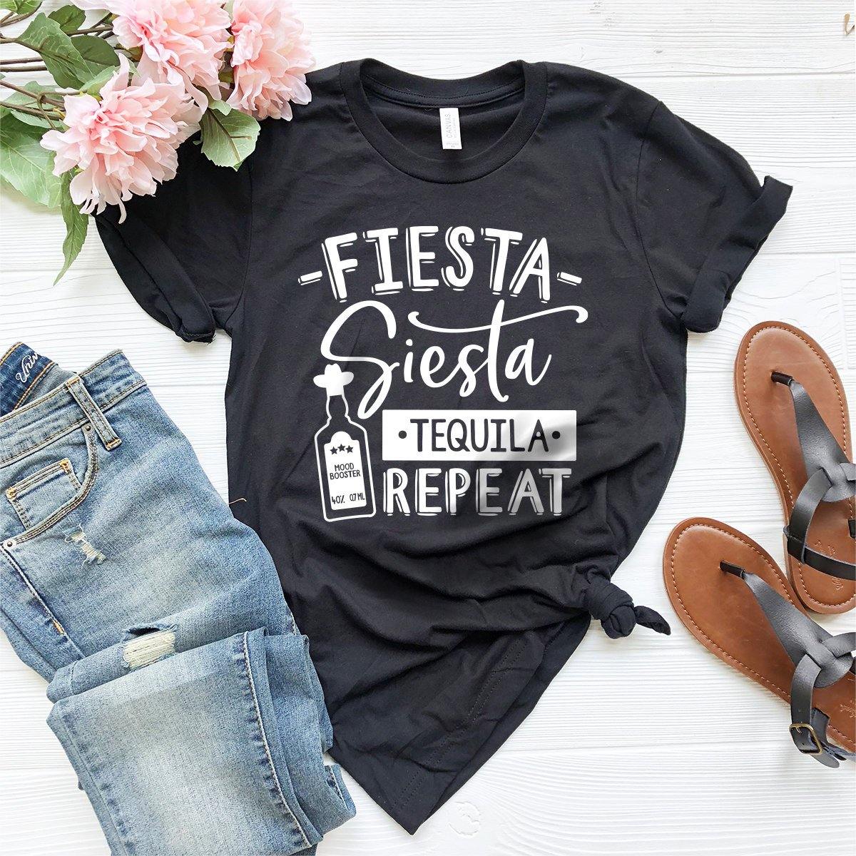 Tequila Shirt, Fiesta Siesta Tequila Repeat Shirt, Drinking Shirts, Drinking Friends Gift, Funny Drinking Shirt, Cinco De Mayo Shirt - Fastdeliverytees.com