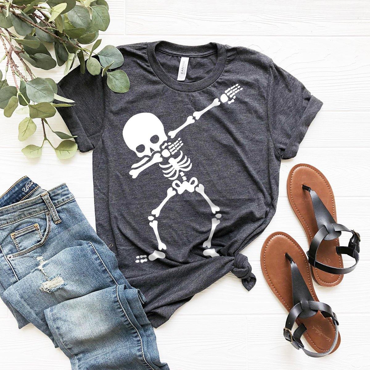 Dabbing Skeleton T-Shirt, Halloween Skeleton Shirt, Funny Dabbing Skeleton Tee, Halloween Shirt, Funny Skeleton T Shirt, Hocus Pocus Shirt - Fastdeliverytees.com